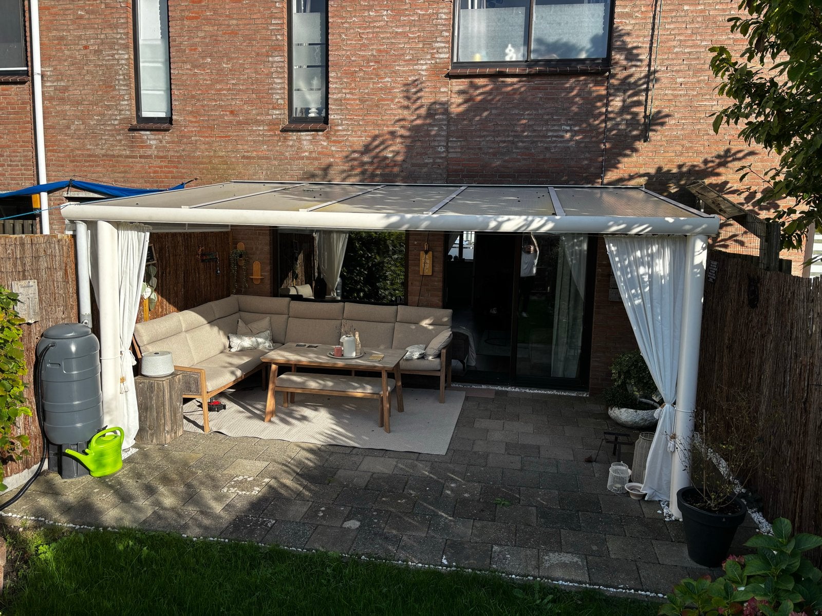 Aluminium Overkapping 5x3m Wit met Dakgoot & Regenton, Ophalen, Gebruikt, Veranda
