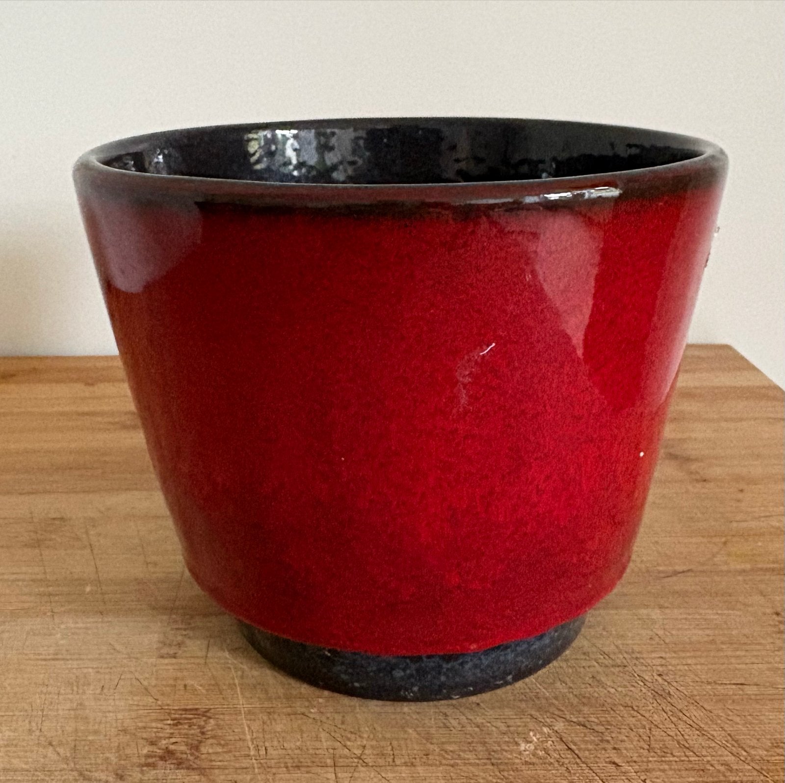 Jopeko West Germany Mid Century Bloempot Rood Zwart, Ophalen