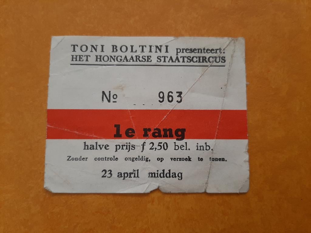 oud toegangskaartje Circus Toni Boltini jaren 60? CO-OP bon, Gebruikt, Overige typen, Ophalen of Verzenden, X