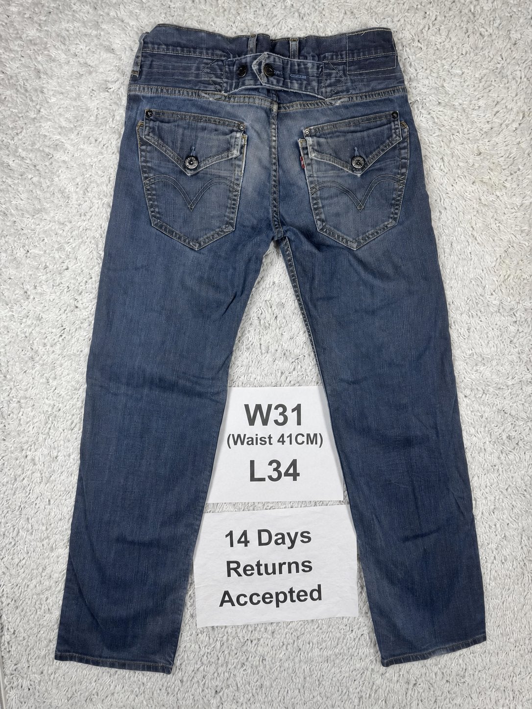 Levi's 503 Loose Jeans Blauw Past W31 L34 Buckle Cinch y2k, Blauw, U, B, W32 (confectie 46) of kleiner