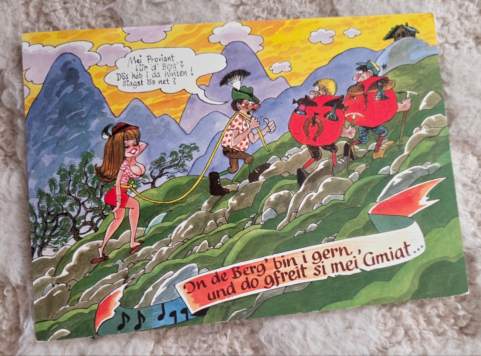 Grappige Oostenrijkse Ansichtkaart - Bergbeklimmers, Verzamelen, Verzenden, 1980 tot heden, Gelopen, Overige thema's