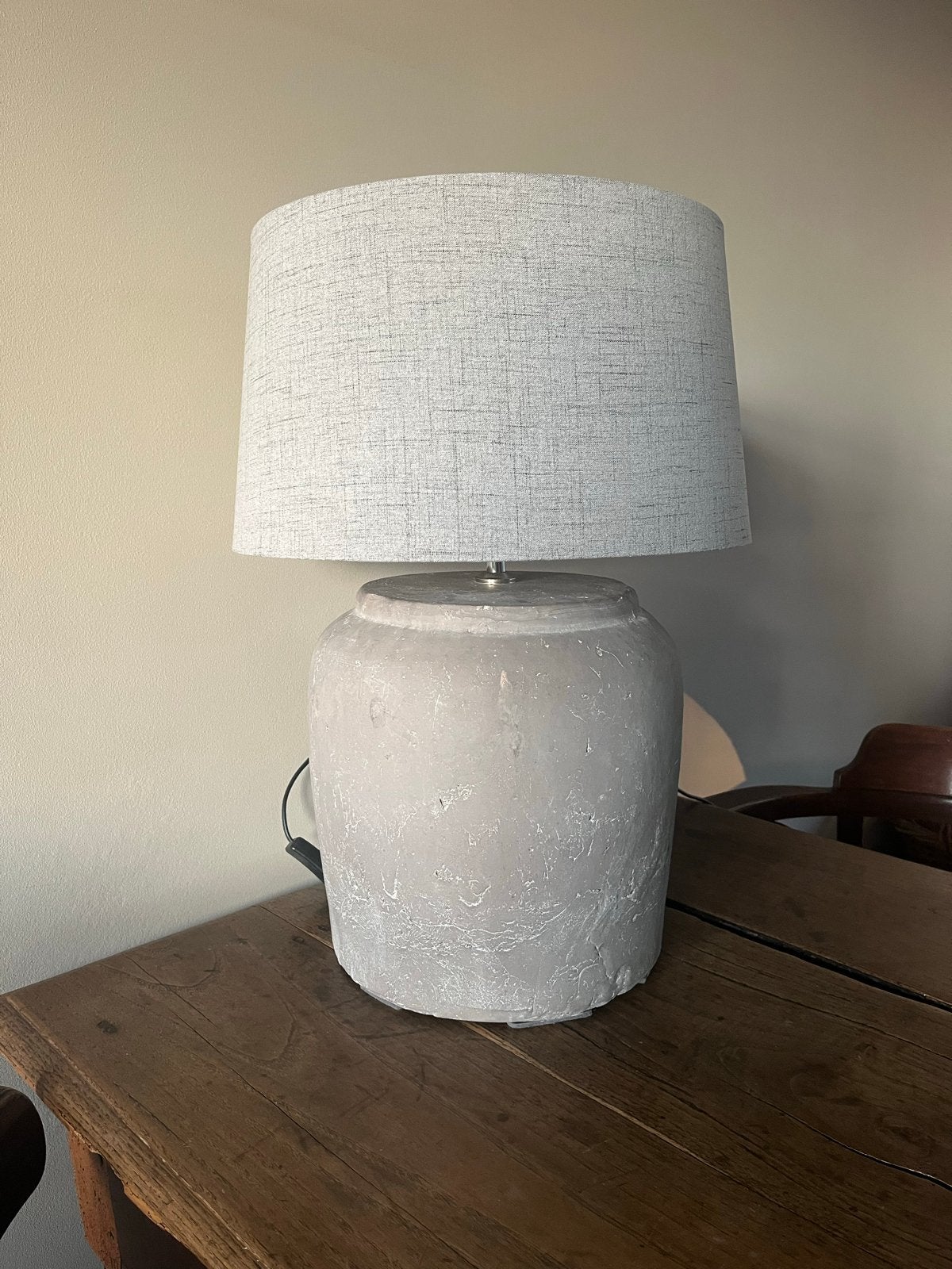 Kruiklamp taupe met grijze lampenkap, Ophalen, Gebruikt, Textiel, Met kap