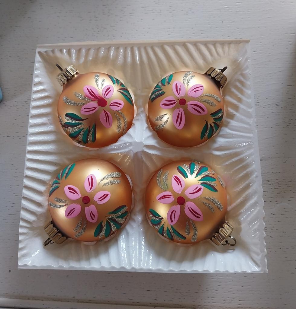 Vintage kerstballen bloemen, Diversen, Ophalen of Verzenden