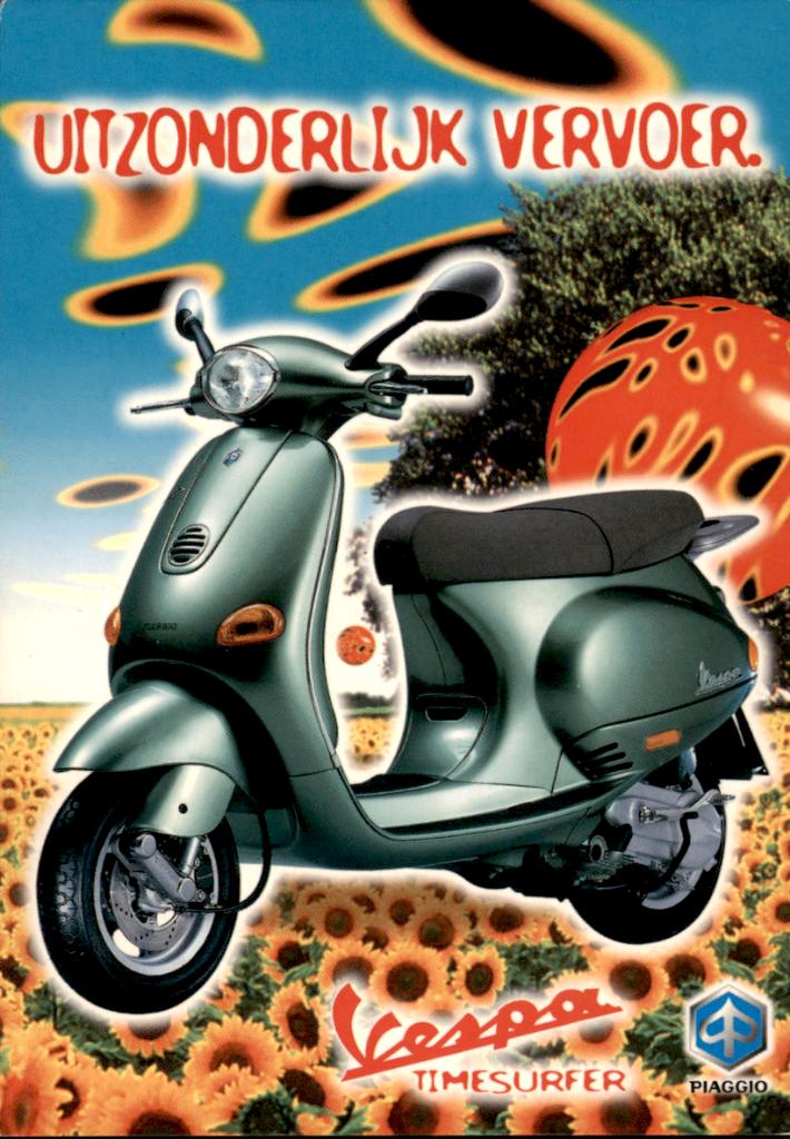 promotiekaart, Vespa, uitzonderlijk vervoer Piaggio, Verzenden, 1980 tot heden, Ongelopen, Voertuig