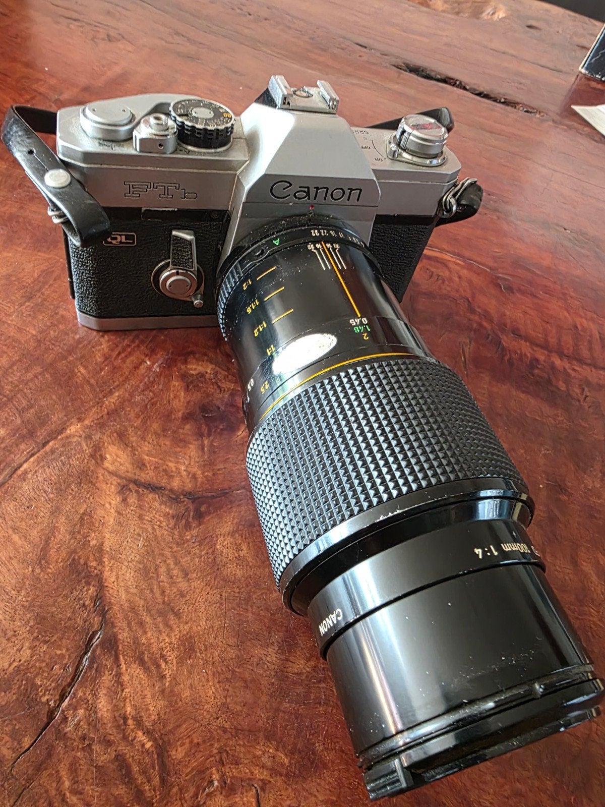 Vintage Canon FTb Spiegelreflexcamera met accessoires, Ophalen, Gebruikt, Spiegelreflex, Canon