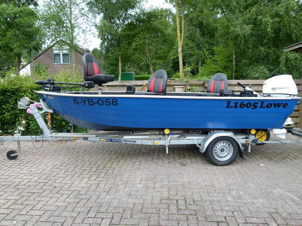LOWE  1605 aluminium visboot inclusief Pega trailer, Watersport en Boten, Ophalen, Overige merken, Viertaktmotor, Zo goed als nieuw