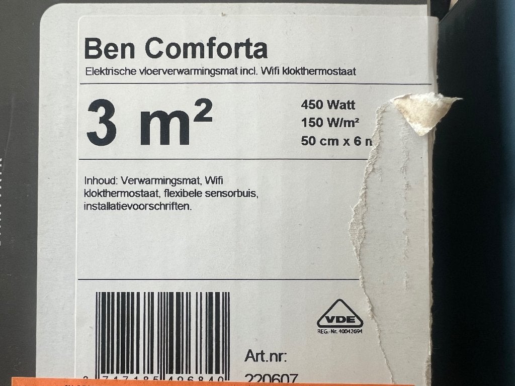 3 m2 Elektrische vloerverwarmingsmat incl. Wifi klokthermo, Ophalen, Minder dan 30 cm, Overige typen, Nieuw