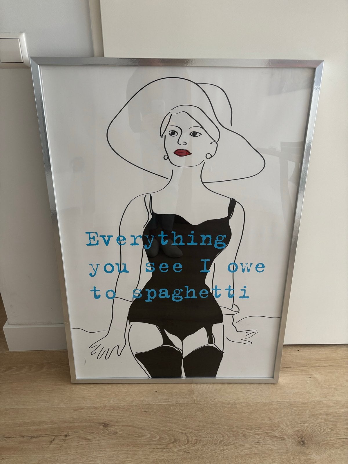 Ingelijste poster: 'Everything you see I owe to spaghetti', Ophalen, Poster, Print/reproductie, Ingelijst