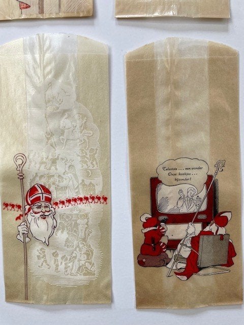 7 zeer oude snoepzakjes Sinterklaas en zwarte Piet, Diversen, Ophalen of Verzenden