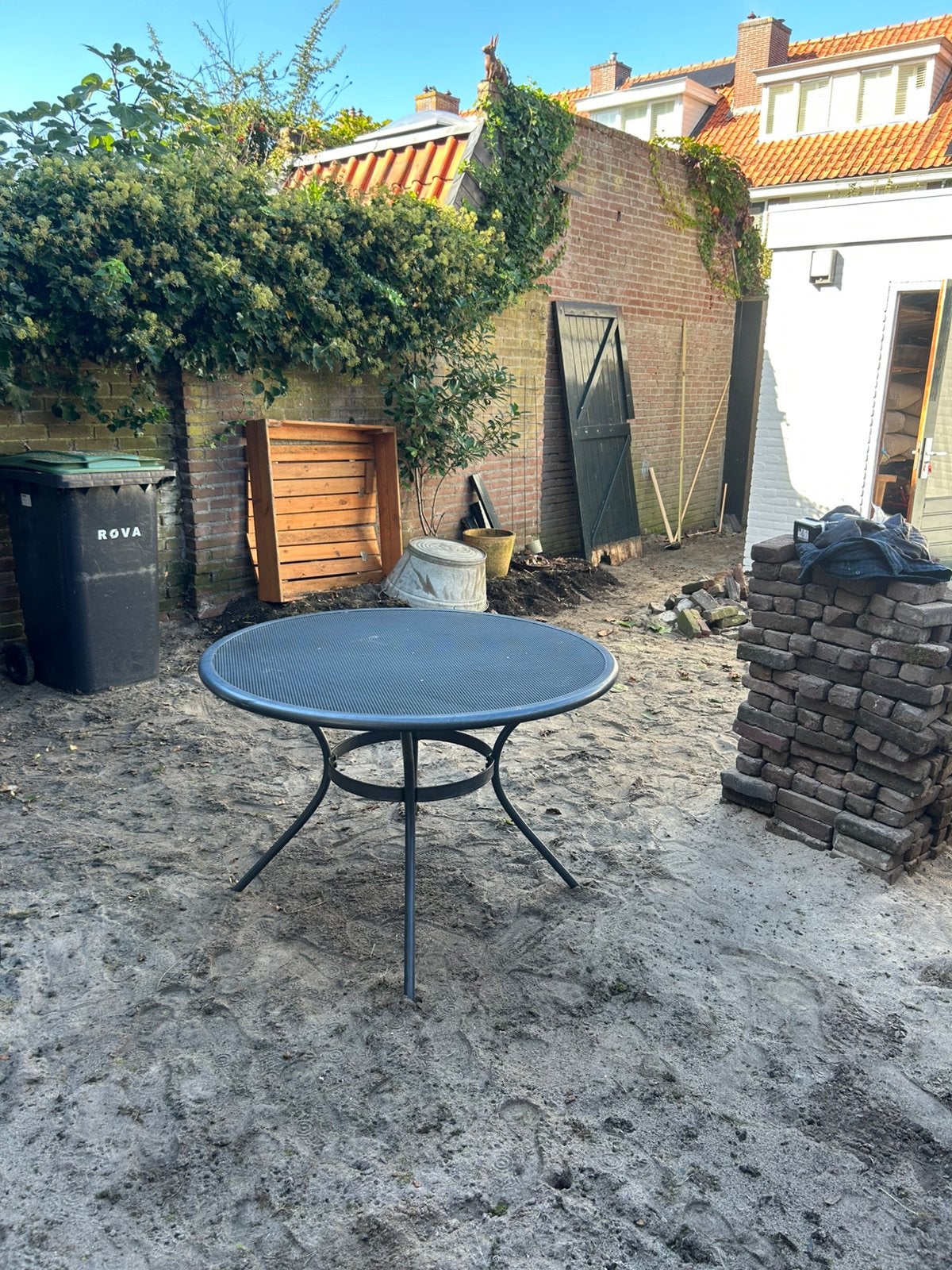 Tuintafel, Ophalen, Gebruikt, Rond, Metaal