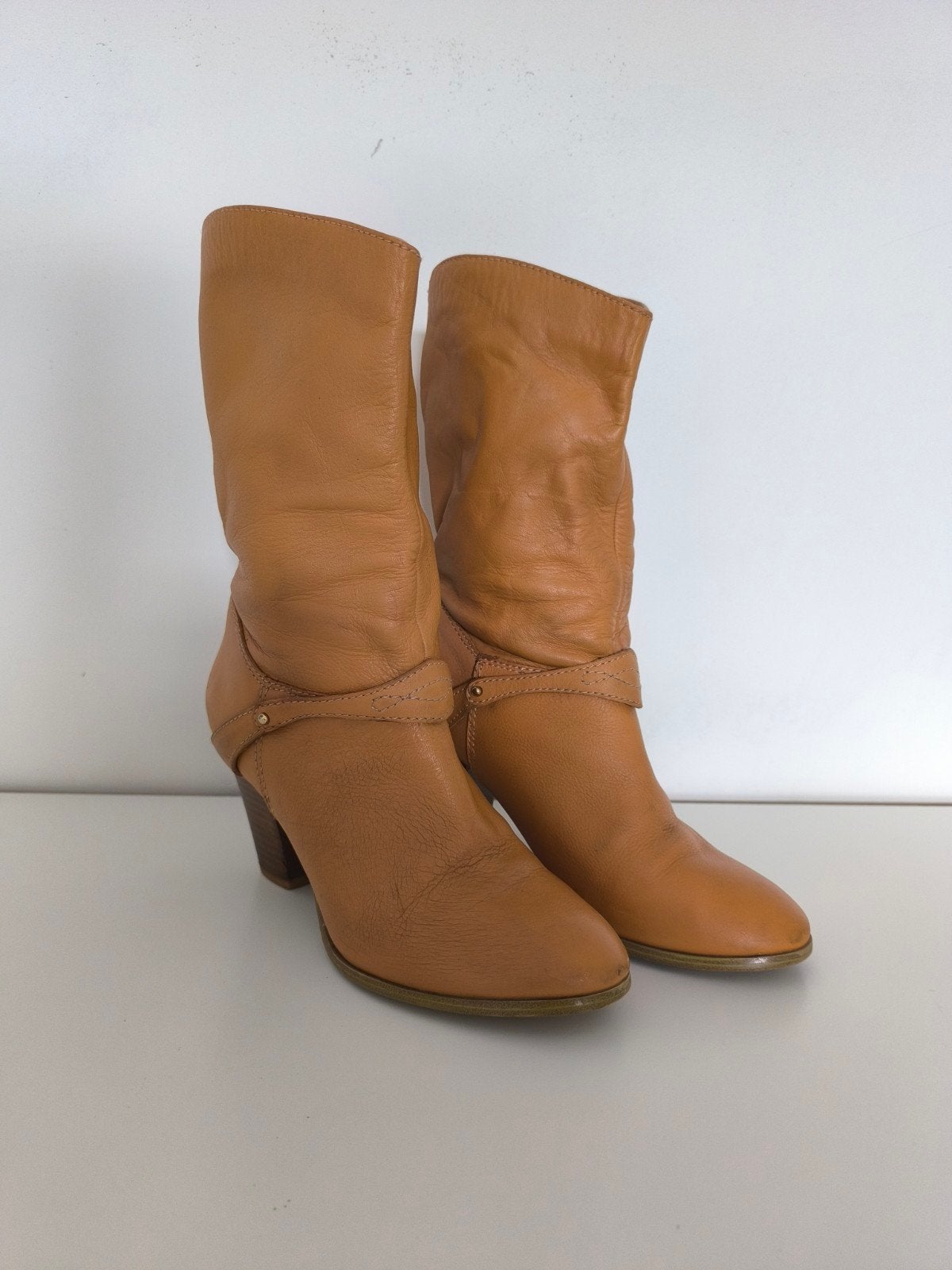 leren laarzen maat 39, Kleding | Dames, Hoge laarzen, H&M, Bruin, Ophalen of Verzenden