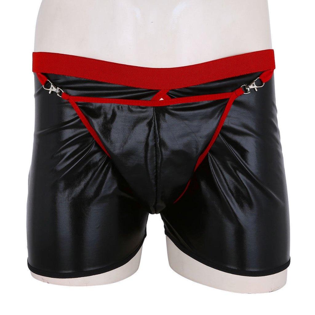 Zwarte leren chaps boxer / slip gay open leer wetlook sexy, Kleding | Heren, Verzenden, Zwart, Slip