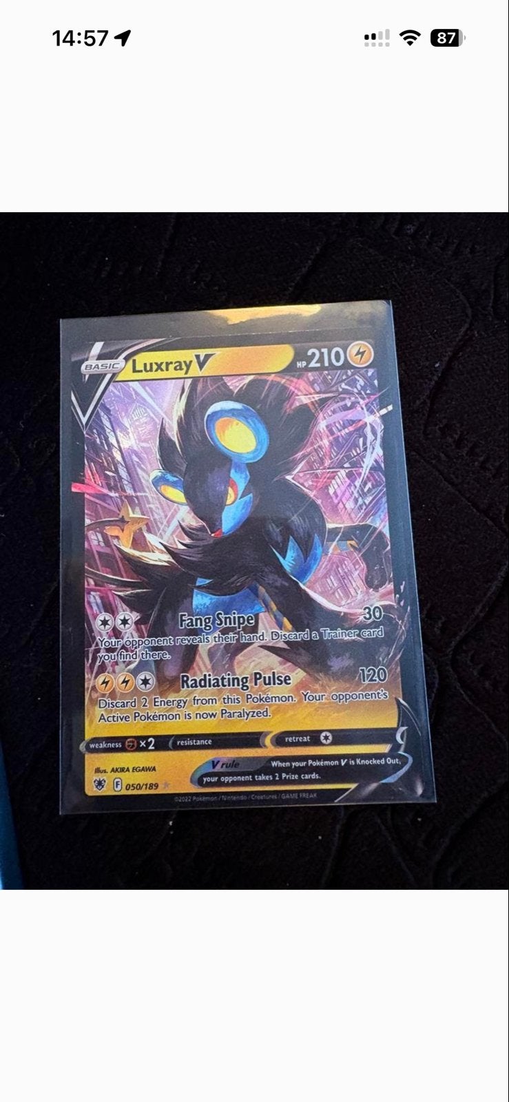 Pokémon Kaart Luxray V 050/189 - Zo goed als nieuw, Ophalen of Verzenden, Zo goed als nieuw, Losse kaart