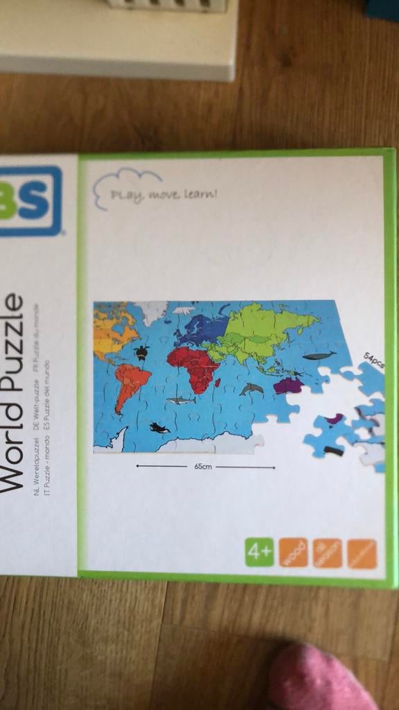 World puzzle 4+, nieuw, houten!, Ophalen of Verzenden, 10 tot 50 stukjes, Zo goed als nieuw