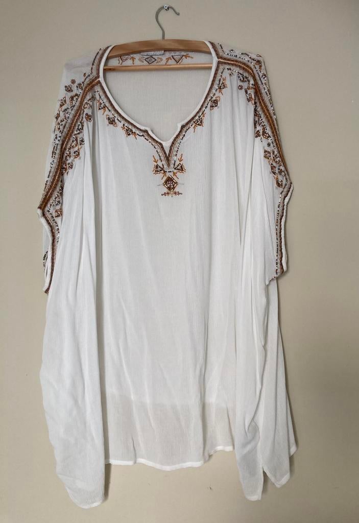 Wit Open End tuniek 52, Kleding | Dames, Tops, Wit, Maat 46/48 (XL) of groter, Ophalen of Verzenden, Korte mouw