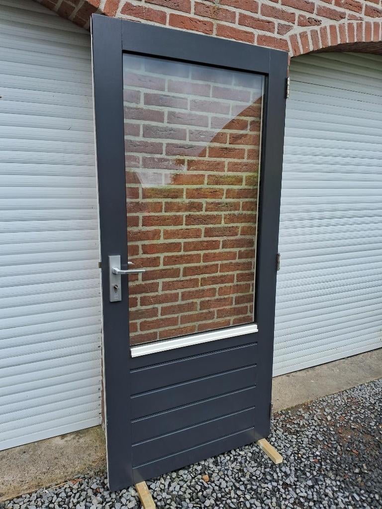 achterdeur, balkondeur, schuurdeur, buitendeur, hardhout, Doe-het-zelf en Verbouw, Deuren en Horren, Ophalen, Gebruikt, 80 tot 100 cm