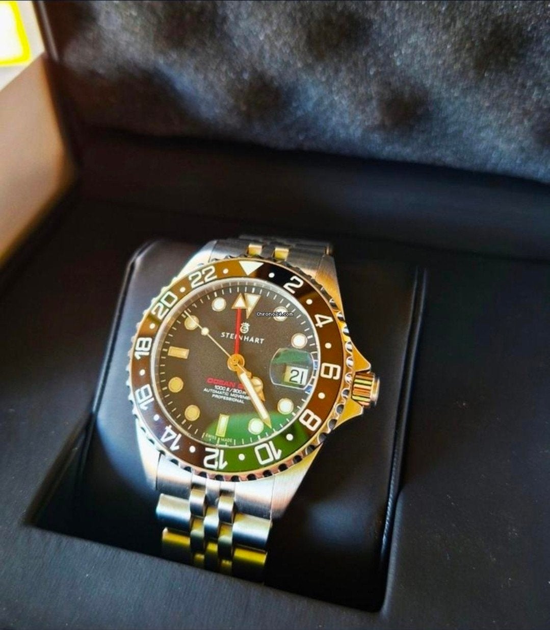 Steinhart Ocean One GMT ceramic – ETA 2893-2 + Pepsi Bez, Ophalen of Verzenden, Zo goed als nieuw, Staal, Overige merken