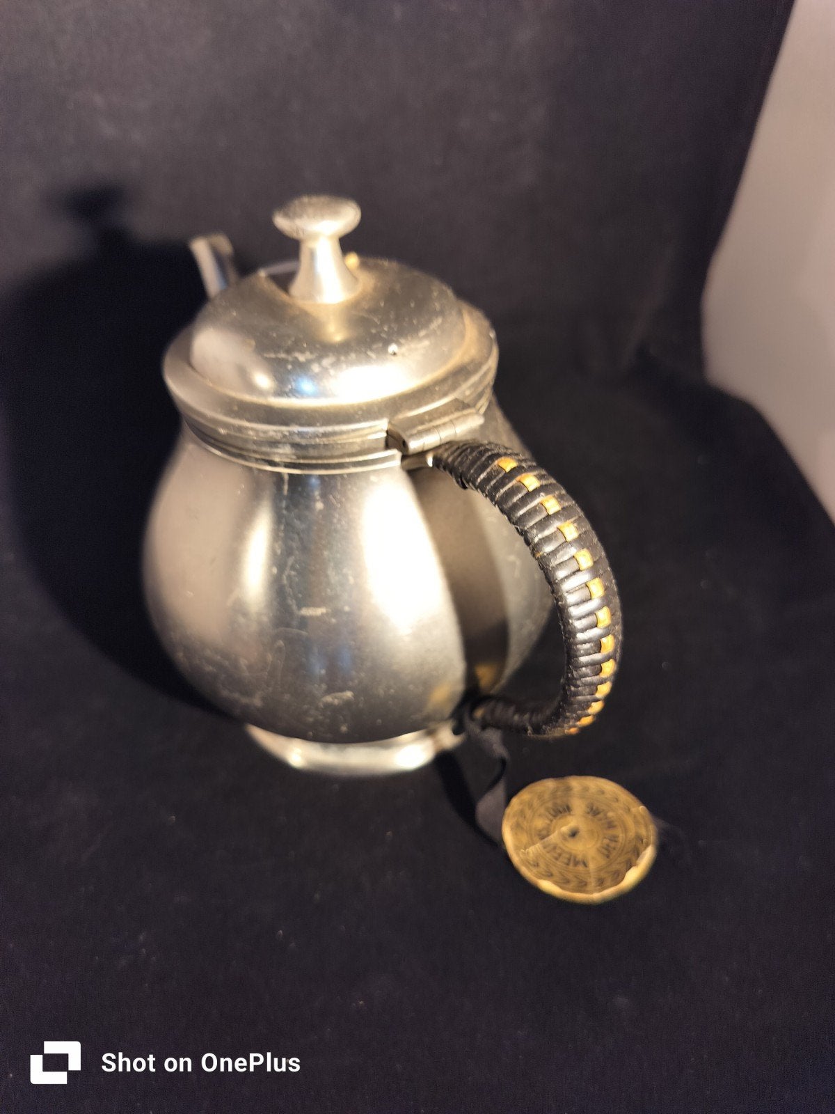 Antieke Schenkkan / Theepot van Tin - Gemaakt in Duitsland, Ophalen of Verzenden