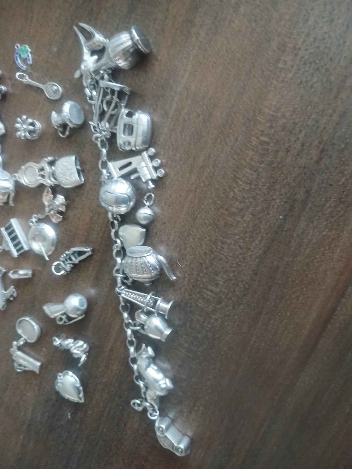 Oude zilveren bedelarmband met 34 bedeltjes, Ophalen of Verzenden