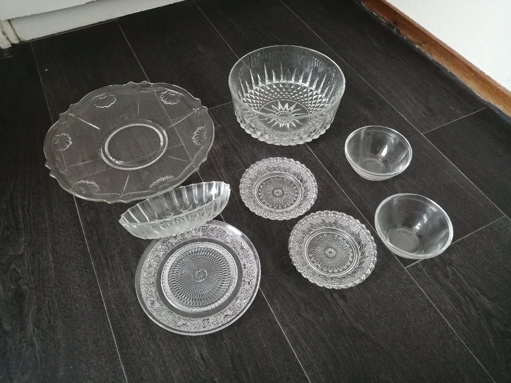WEG=WEG!! Super mooie Glazen Kristal servies set diversen, Ophalen of Verzenden, Zo goed als nieuw, Grijs, Glas