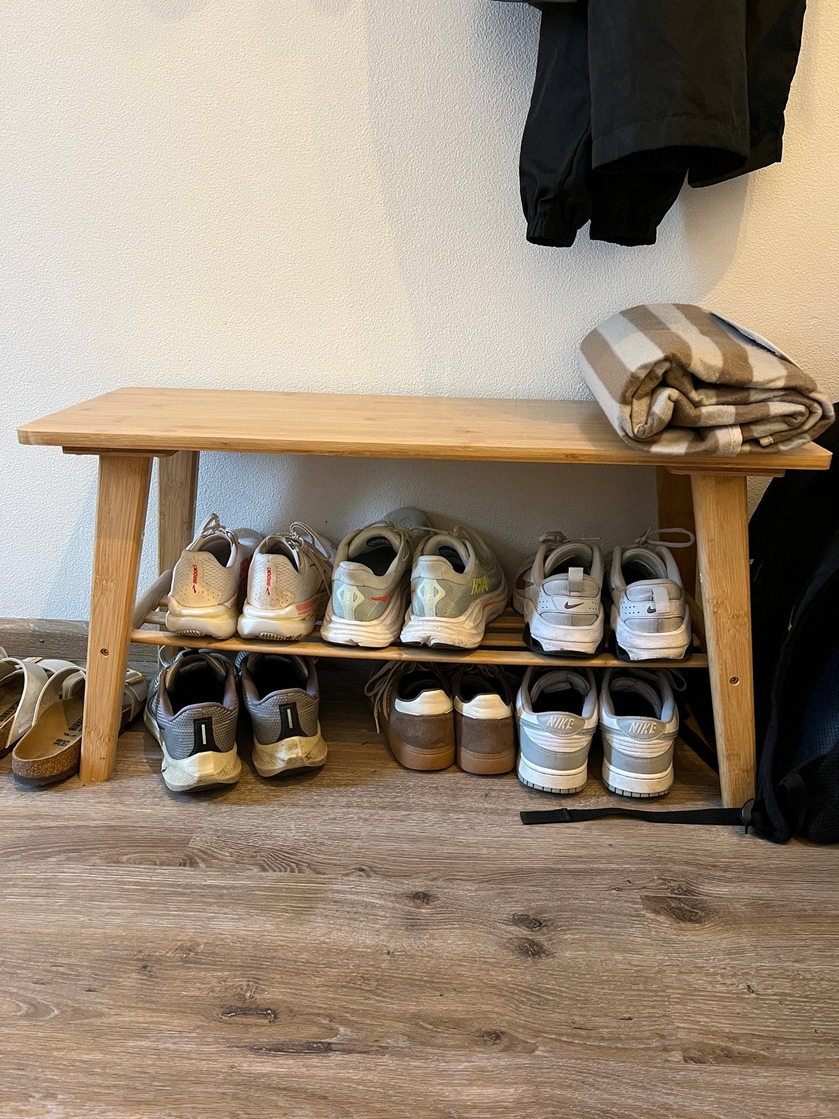 Bamboe schoenenrek / bankje, Ophalen, Gebruikt