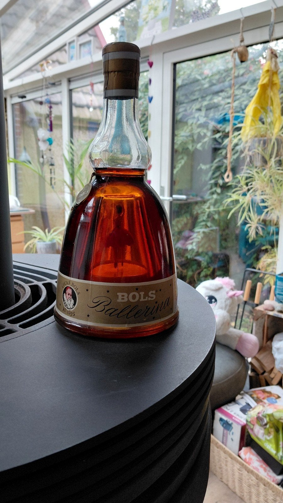 Vintage Bols Ballerina Abrikoos likeur fles met muziekdoos, Antiek en Kunst, Ophalen