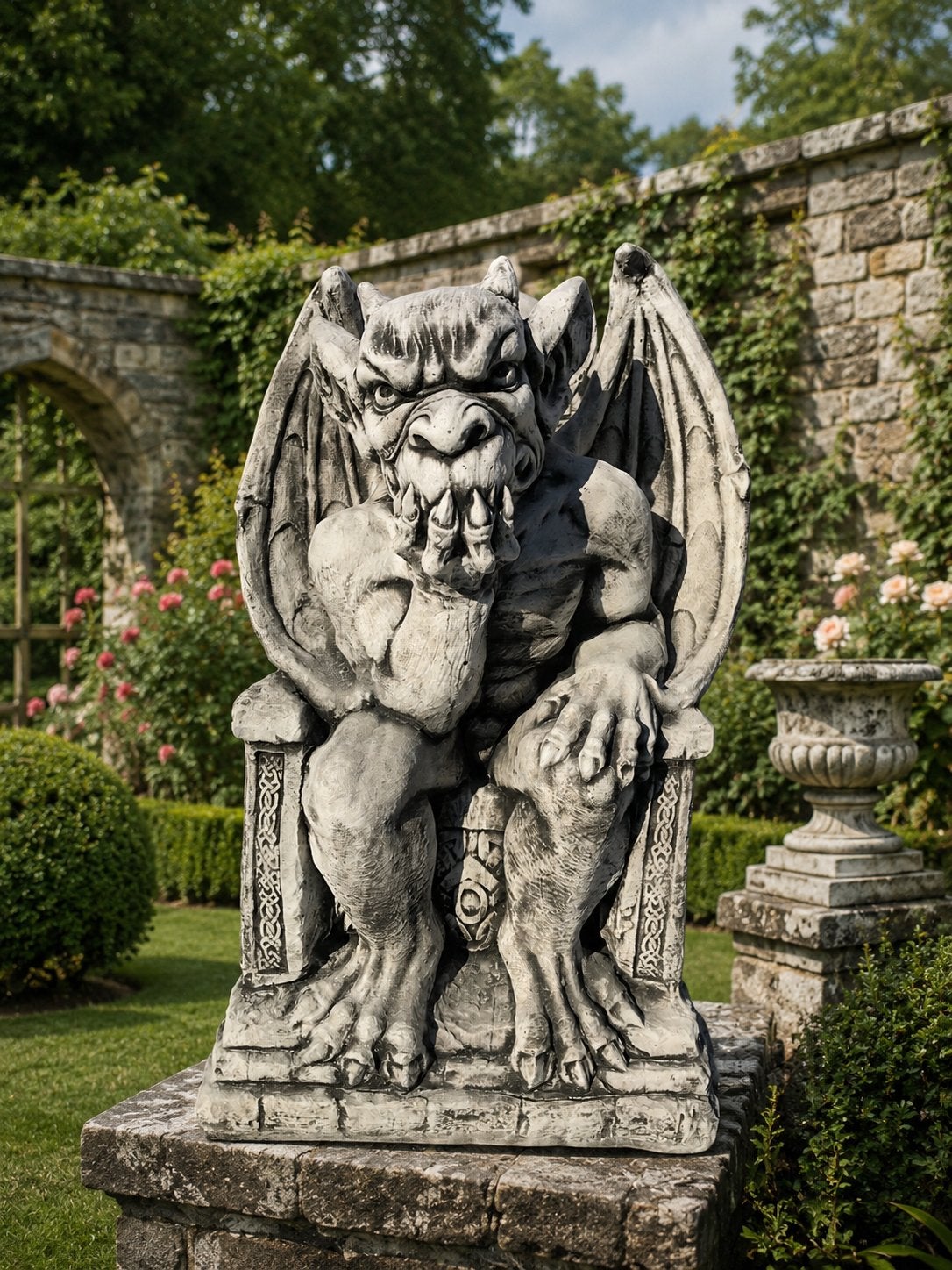 Gargoyle 35kg 49cm Bewaker Draak Duivel Kabouter Gnome Hel, Tuin en Terras, Tuinbeelden, Ophalen, Nieuw, Beton, Tuinkabouter