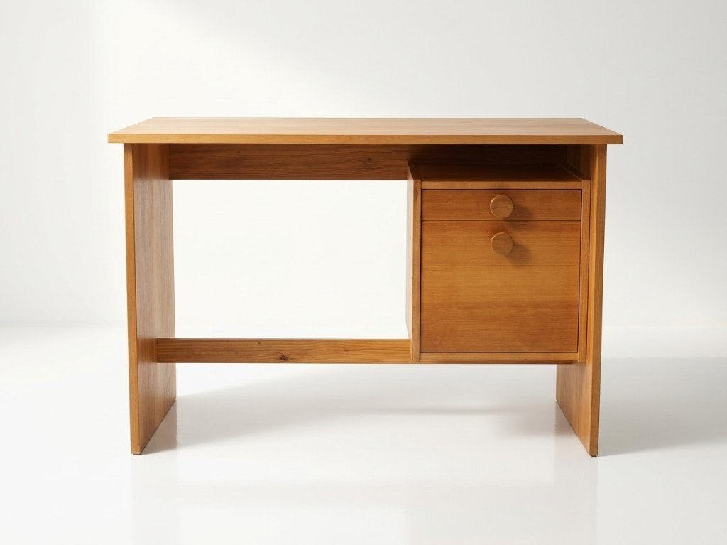 Eiken houten bureau - vintage retro tafel werkplek, Ophalen, Met lades, Gebruikt, 110 cm