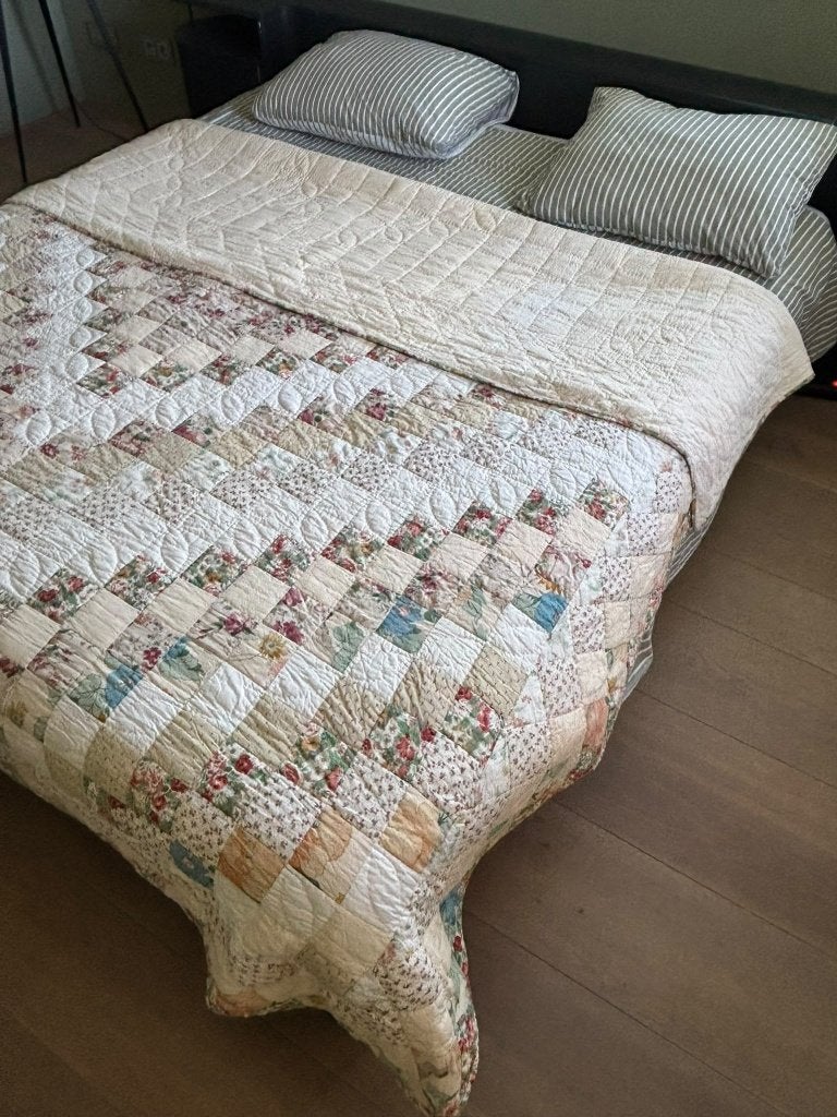 100% Katoenen Boho-deken Quilt Bedsprei (240 x 250 cm), Katoen, Gevoerd, Ophalen of Verzenden, Zo goed als nieuw