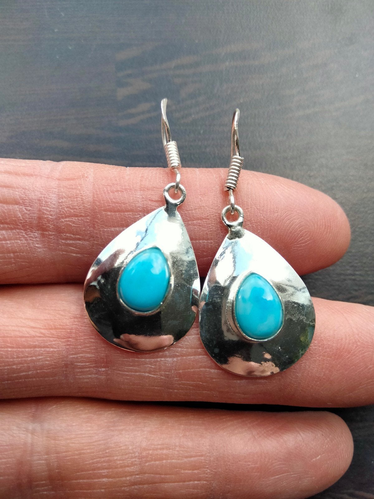 larimar oorbellen, Hangers, Nieuw, Zilver, Verzenden
