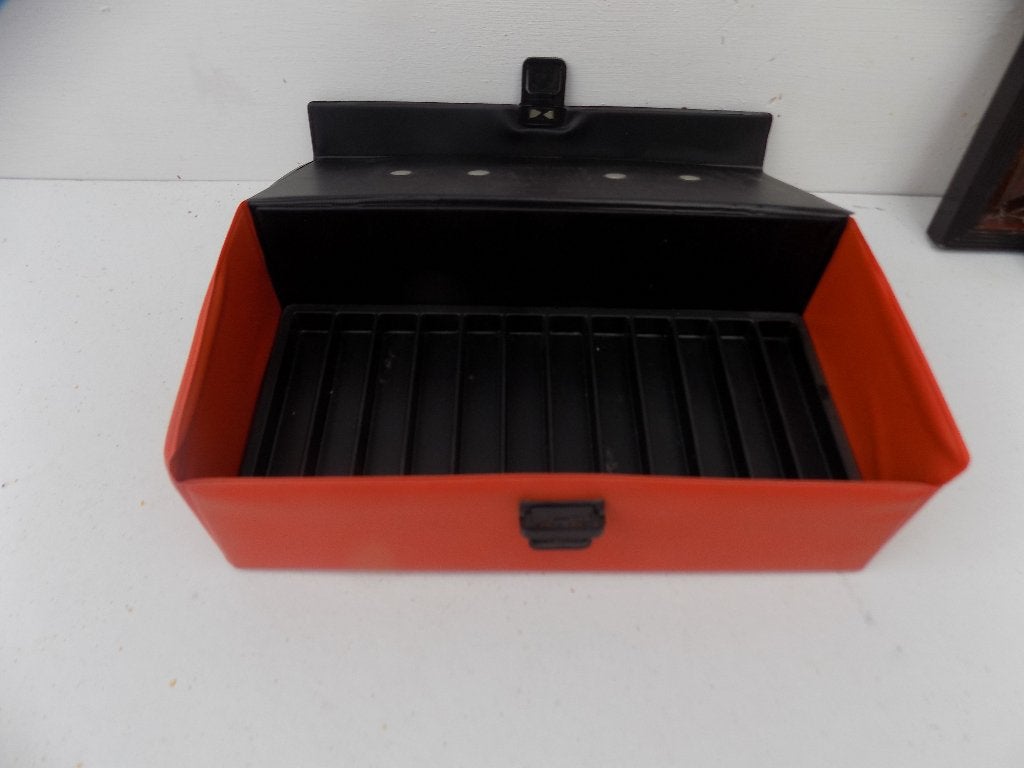 Cassette opbergbox oranje zwart seventies vintage retro, Ophalen of Verzenden, Gebruikt