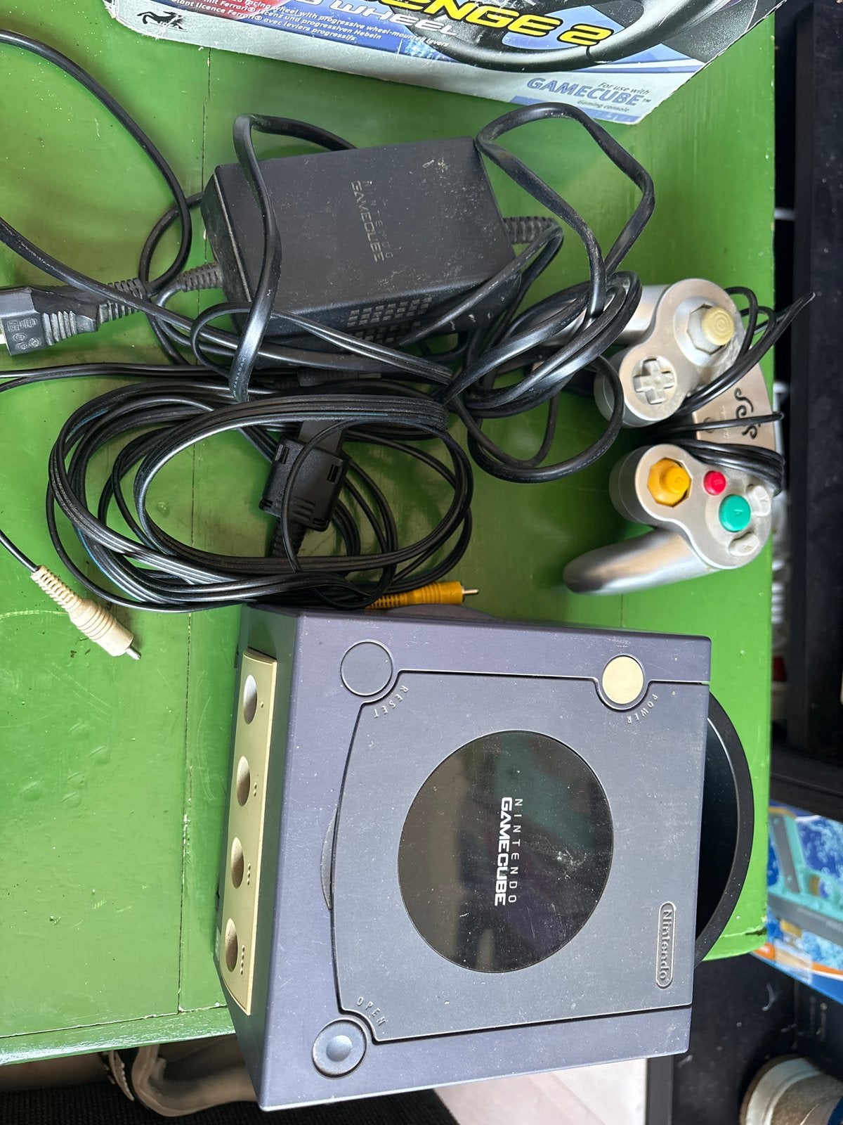Nintendo GameCube met Thrustmaster stuur en 3 games, Gebruikt, Racen en Vliegen, 2 spelers, Ophalen of Verzenden