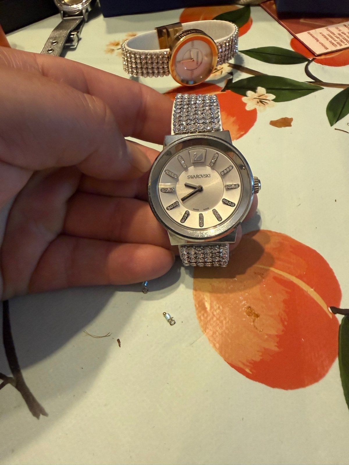 Swarovski Polshorloge met Strass Steentjes, Sieraden, Tassen en Uiterlijk, Horloges | Dames, Staal, Polshorloge, Zo goed als nieuw