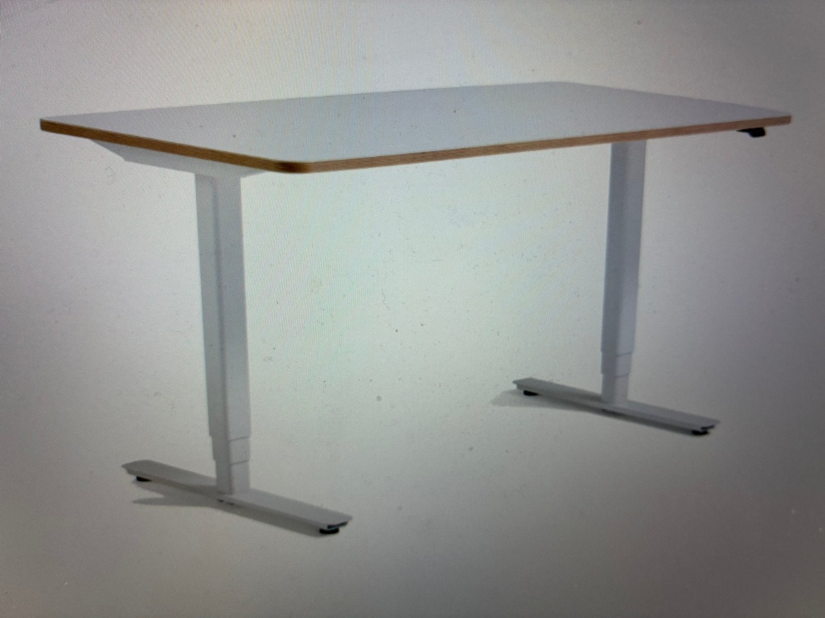 Bureaublad Ahrend Brisk 120x80 wit/eikenhout nieuw in doos, Ophalen, Zit-sta bureau, 120 cm, Hout