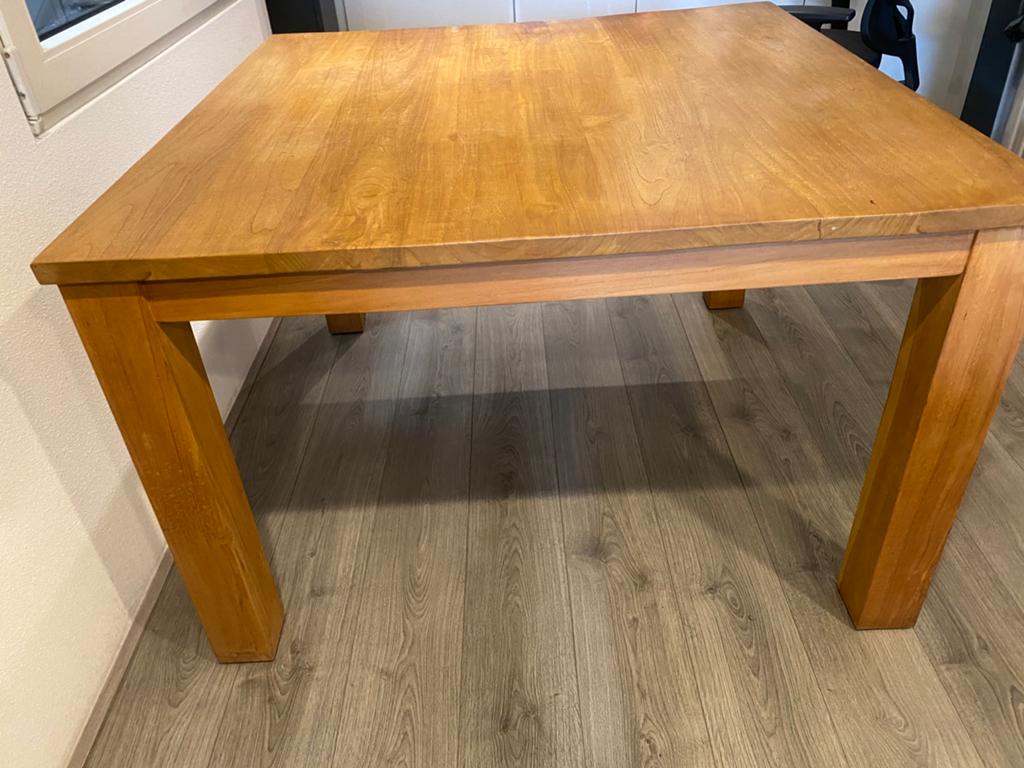 Teak houten eettafel 120x 120 x 77, Ophalen, 100 tot 150 cm, 50 tot 100 cm, Zo goed als nieuw