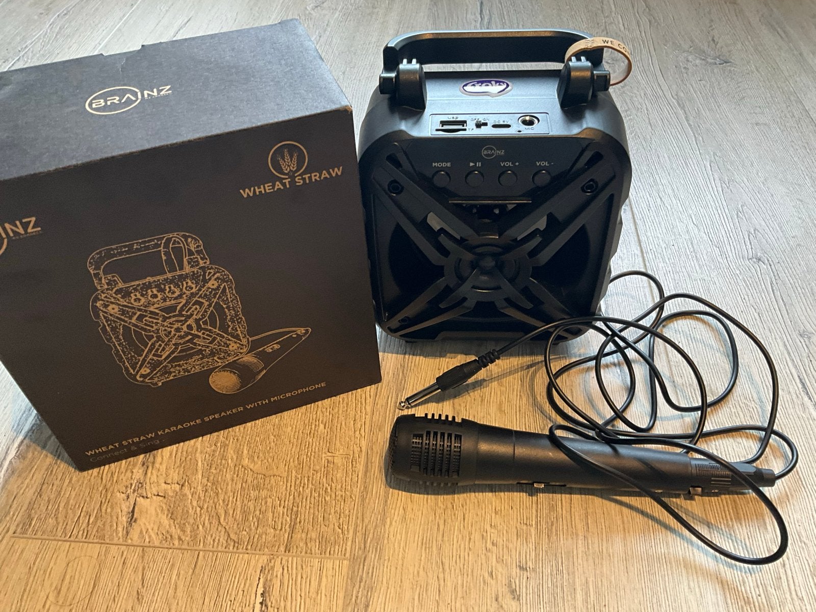 BRAINZ Karaoke Set met Microfoon - Boombox - Zwart, Audio, Tv en Foto, Ophalen of Verzenden, Zo goed als nieuw, Complete set