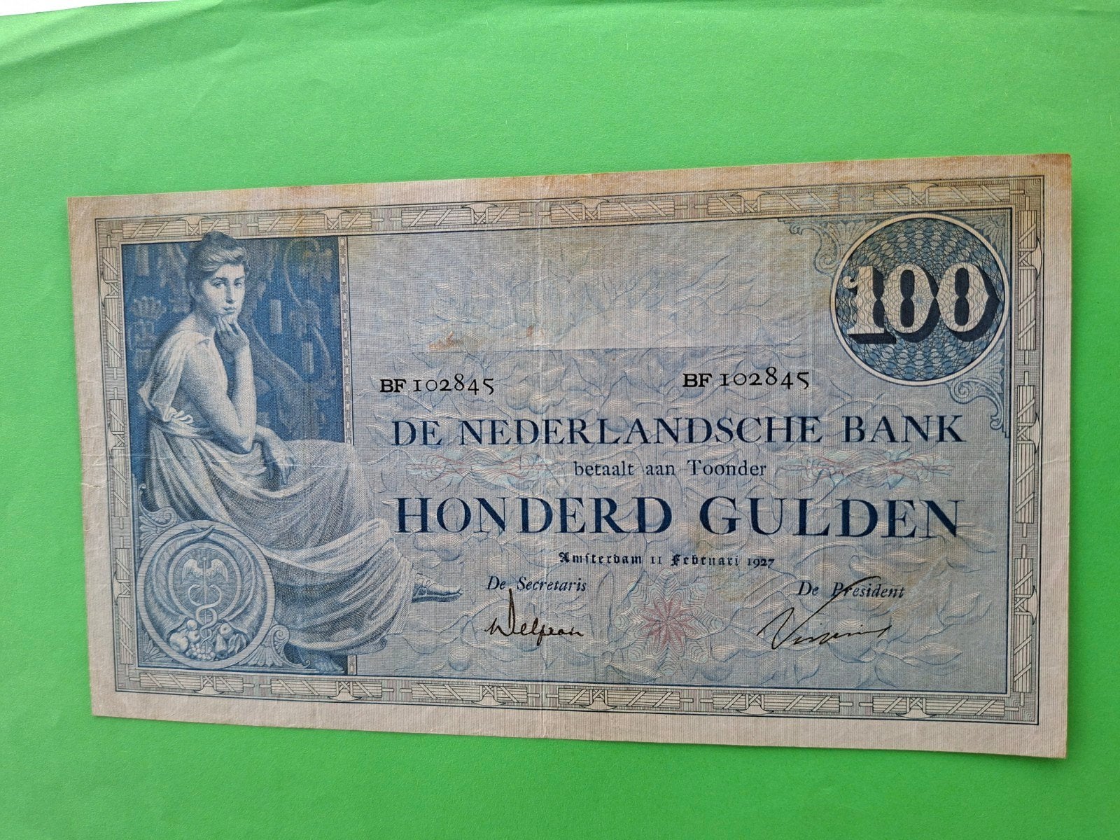 100 gulden Grietje Seel Replacement uit 1927 in PR-, Postzegels en Munten, Bankbiljetten | Nederland, Ophalen of Verzenden, 100 gulden