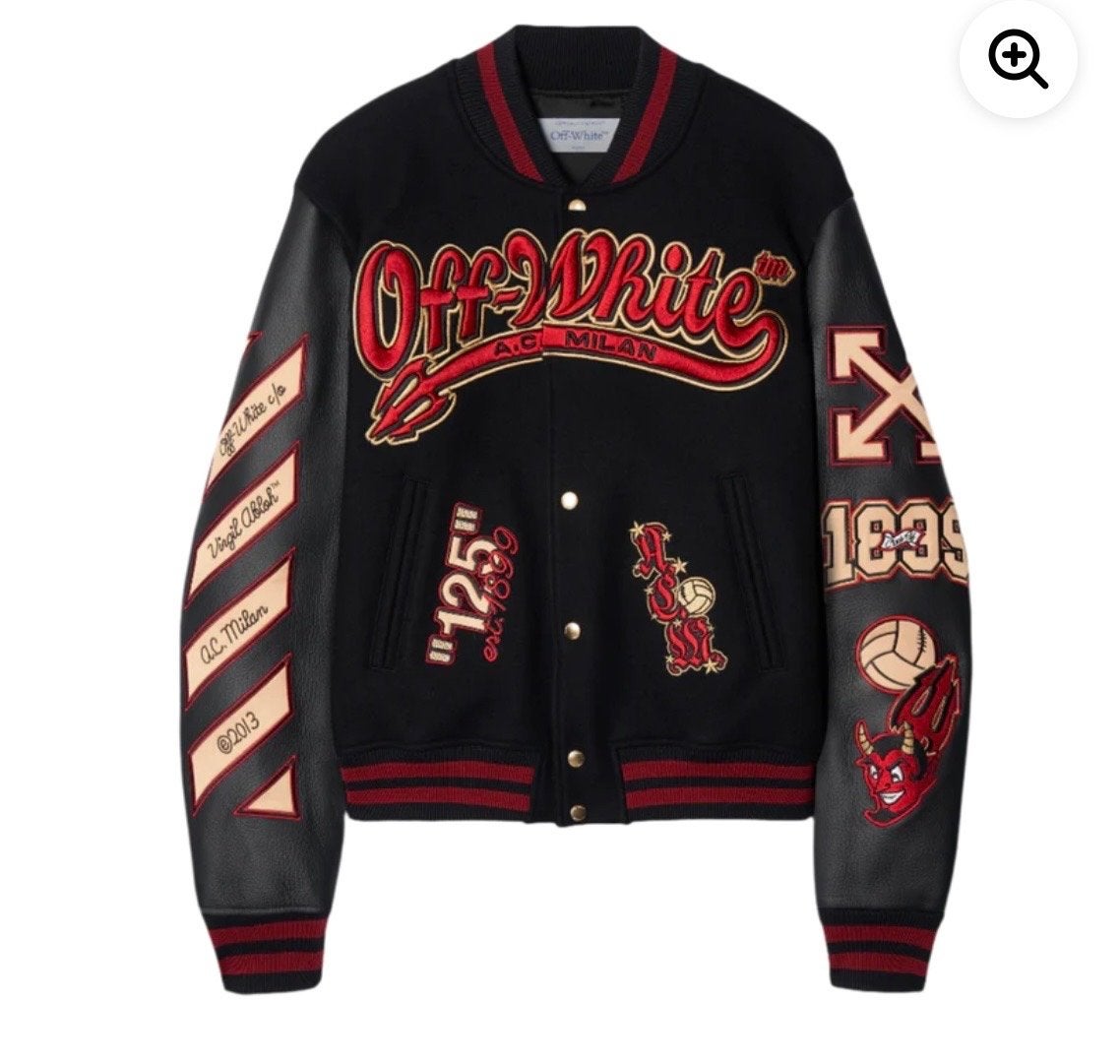 Off-White x AC Milan Varsity Jacket, Kleding | Heren, Ophalen of Verzenden, Nieuw, Overige maten, Zwart