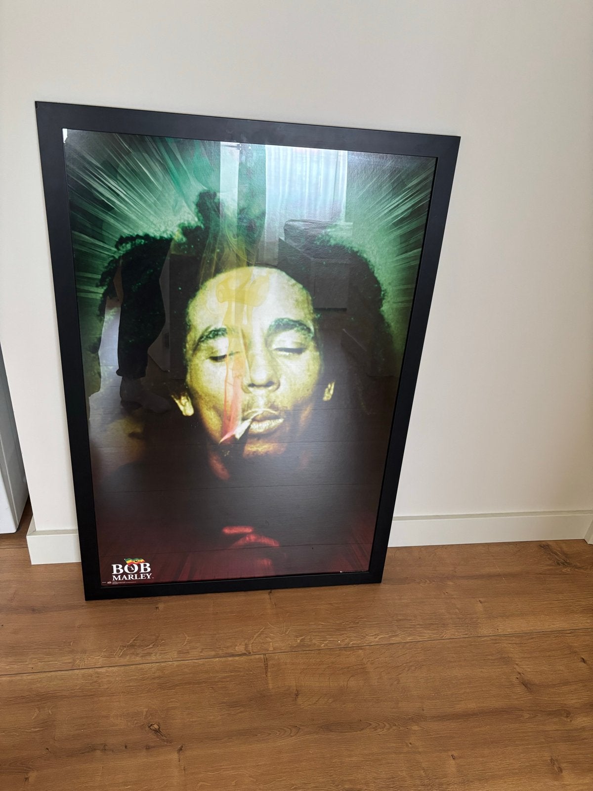 Bob Marley poster in lijst met glas (97x67 cm), Ophalen, Gebruikt, Foto of Poster, 75 – 100