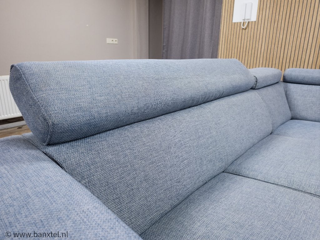 Prachtig Licht Blauwe Gemeleerd Hoekbank - TOPSTAAT !!!!, Info@banxtel.nl, Hoekbank, Hoekbank, Ophalen of Verzenden