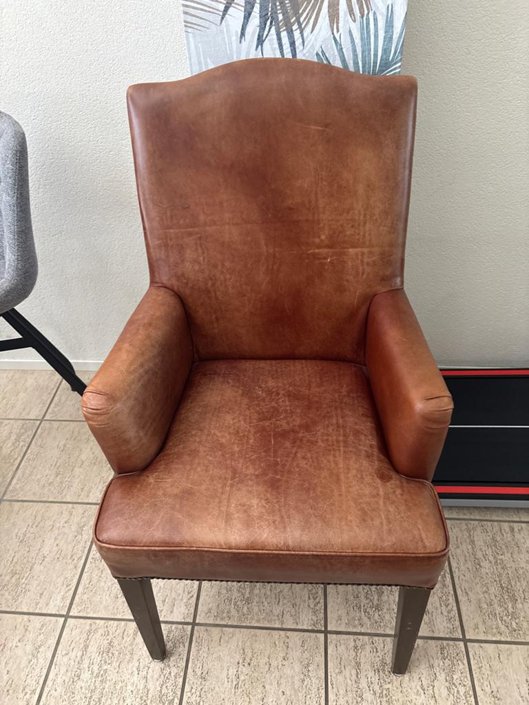 Leren fauteuil - Cognac kleurig, Ophalen, Gebruikt, Bruin, Leer