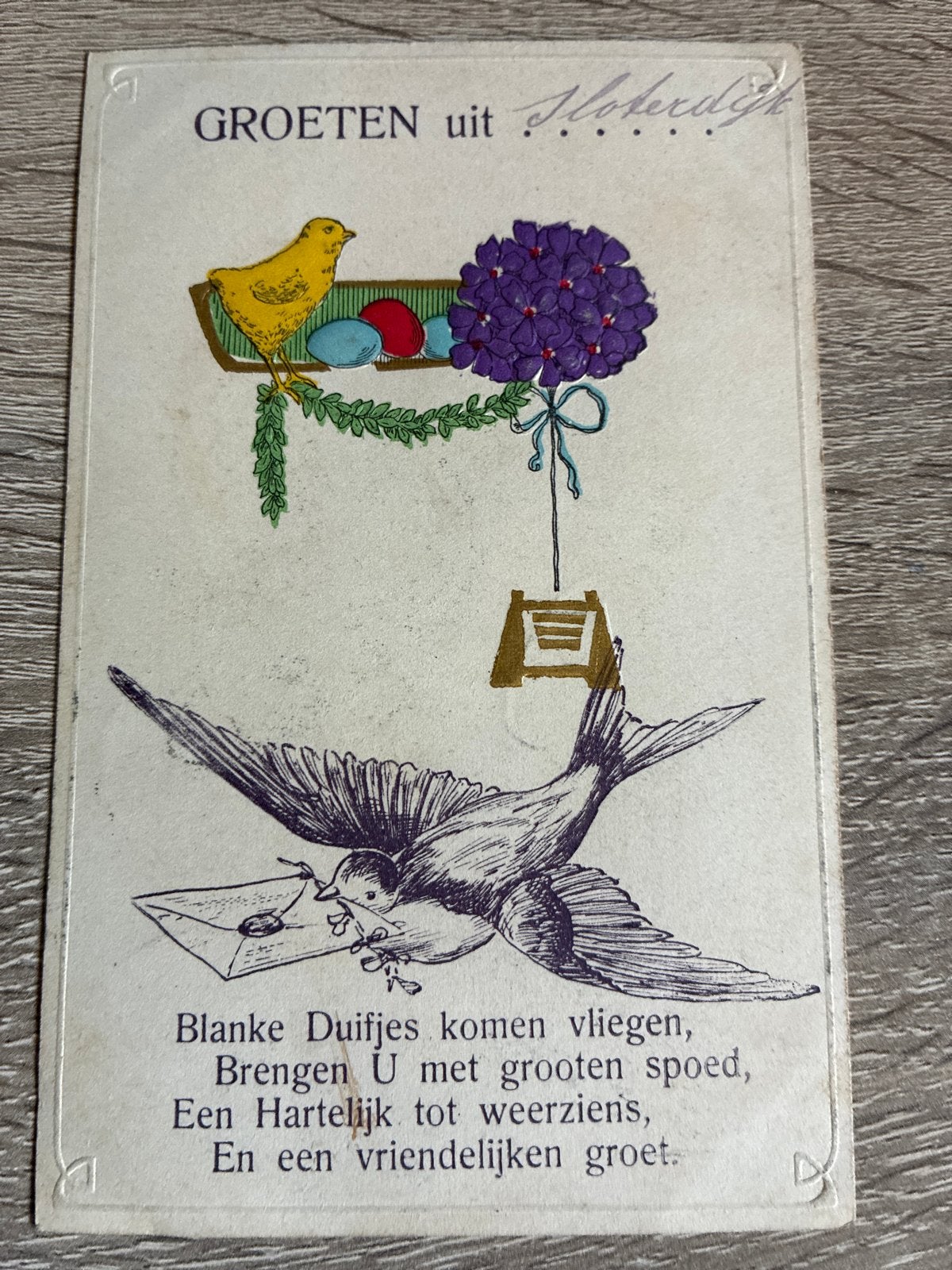 Oude ansichtkaart Groeten uit Sloterwijk - 1912 fantasie, Ophalen of Verzenden, Voor 1920, Gelopen, Noord-Holland