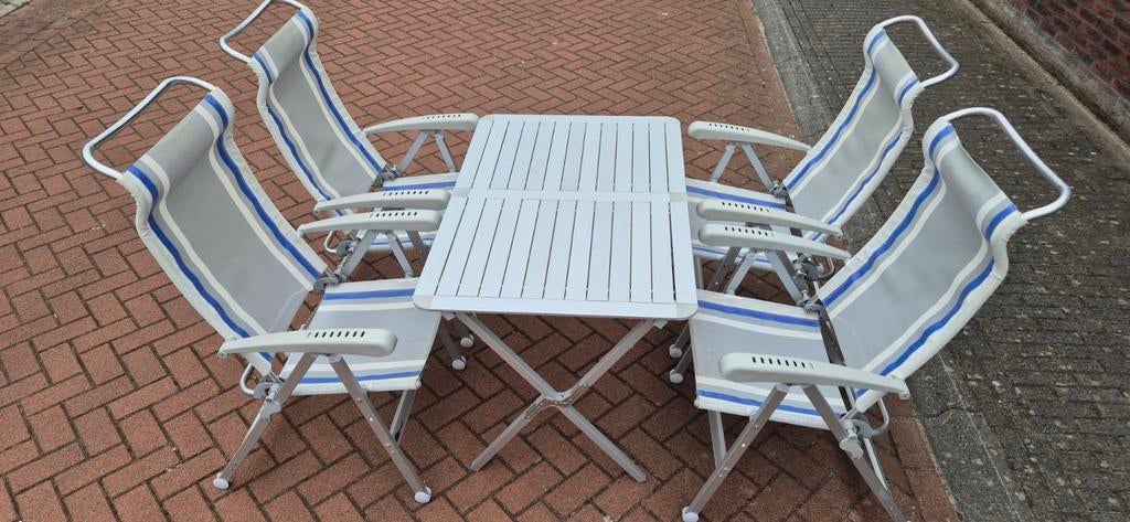4x Dukdalf campingstoel/standenstoel en Campart tafel, Ophalen, Gebruikt, Campingstoel