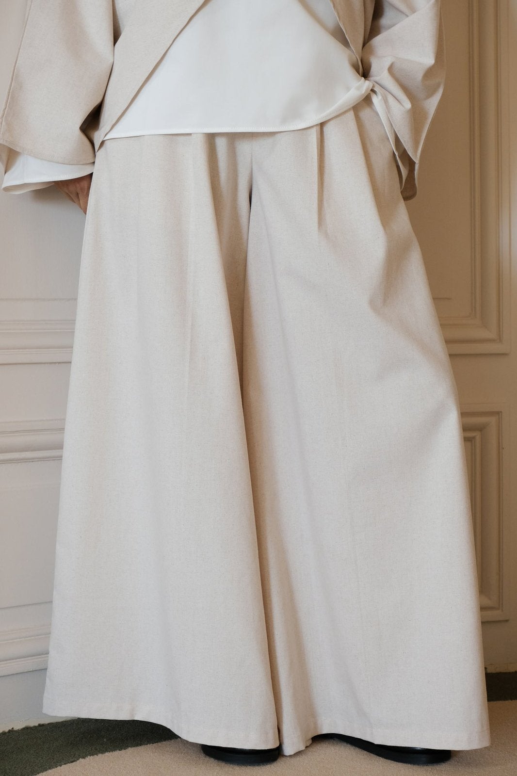 Bayek couture linnen pantalon, Beige, Maat 42/44 (L), Nieuw, Ophalen of Verzenden