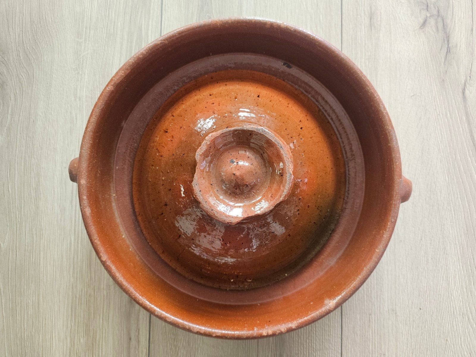 Mooie Vintage geglazuurde terracotta tajine  - Nostalgisch!, Ophalen, Tajine