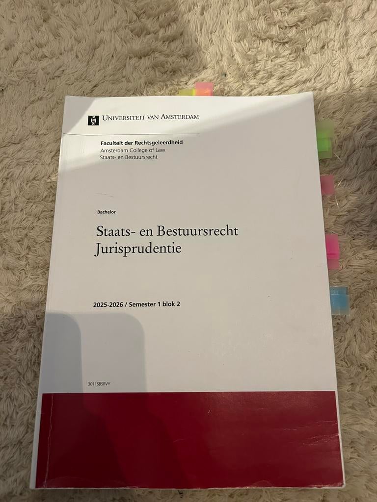 Reader Staats- en bestuursrecht Uva 2025-2026, Ophalen of Verzenden, Alpha, Zo goed als nieuw, WO