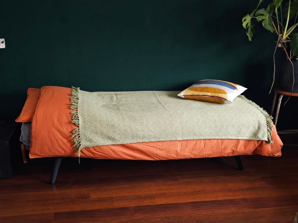 Vintage Mid-Century Daybed, Ophalen, Gebruikt, Eenpersoons, Bruin