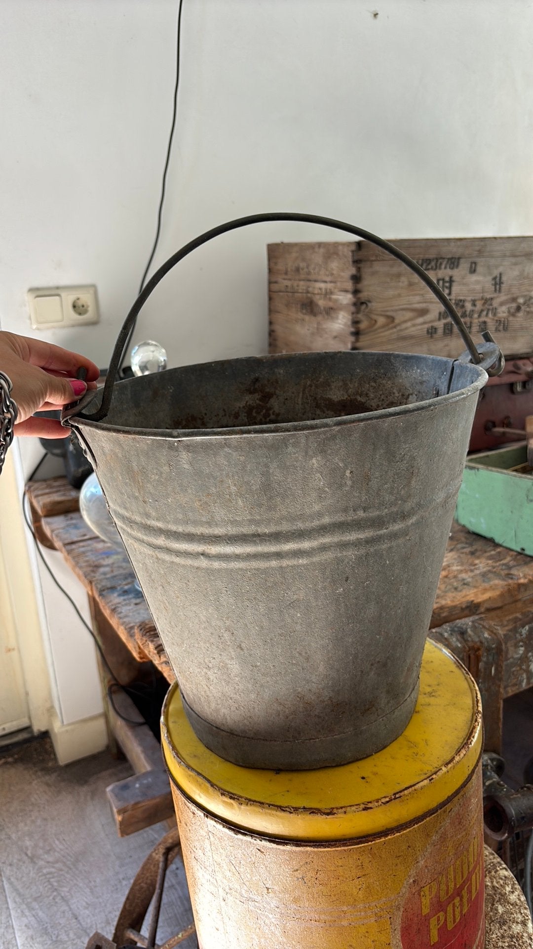Oude zinken emmer emmers zink, Ophalen of Verzenden, Gebruikt, Zink