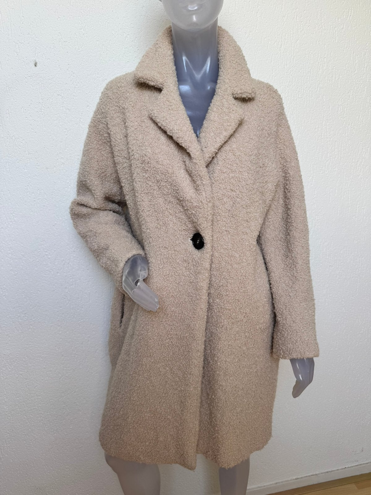 Intrend / Max Mara beige wol mix mantel - EU 40, Verzenden, Zo goed als nieuw, Maat 38/40 (M), Beige
