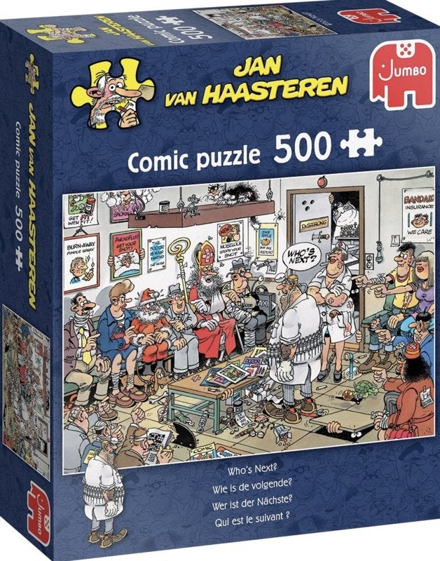 Jan van Haasteren - Wie is de Volgende? - 500 stukjes, Hobby en Vrije tijd, Denksport en Puzzels, Ophalen of Verzenden, 500 t/m 1500 stukjes
